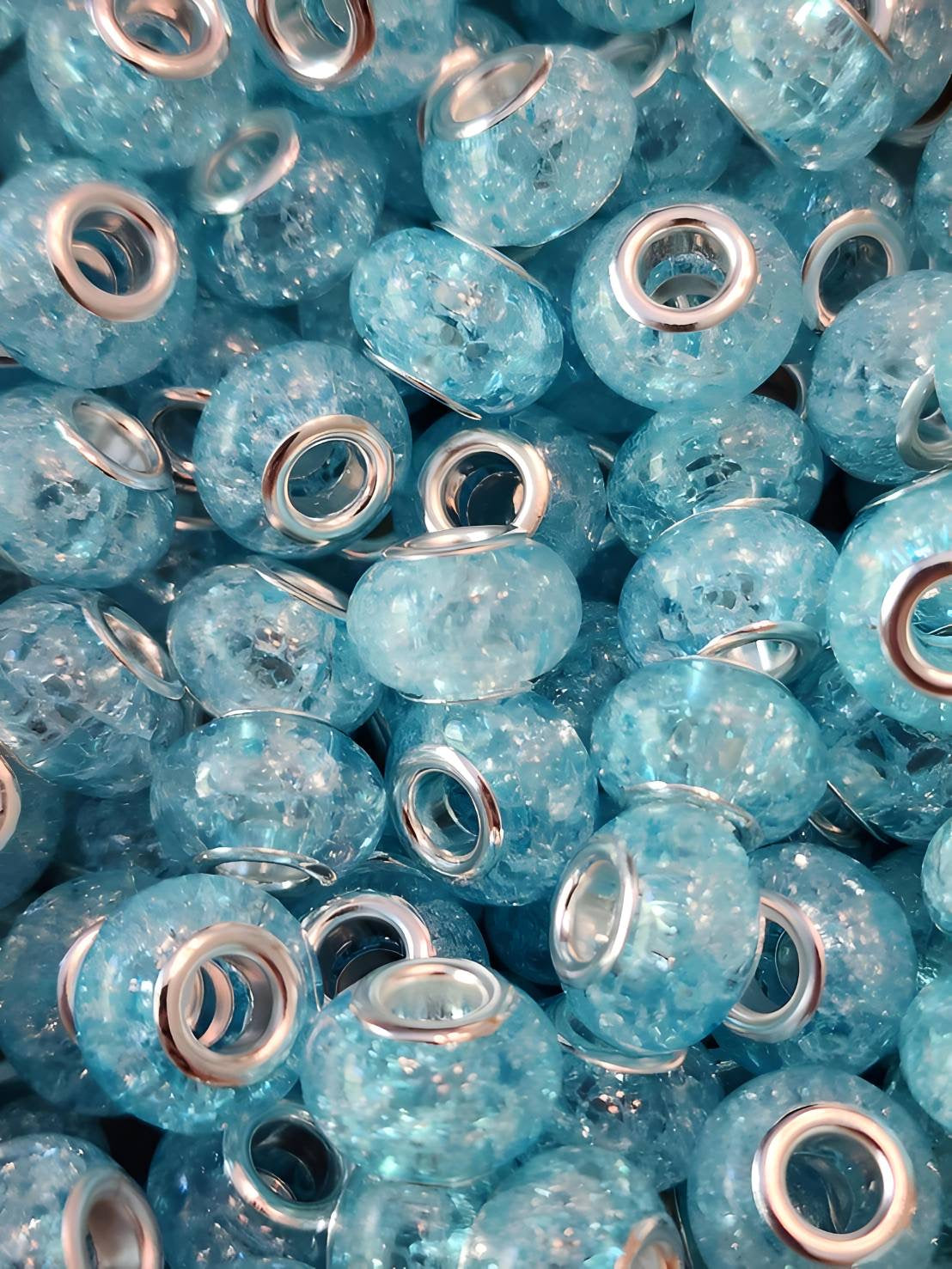 Light Blue Crackle (Large Hole Spacers)