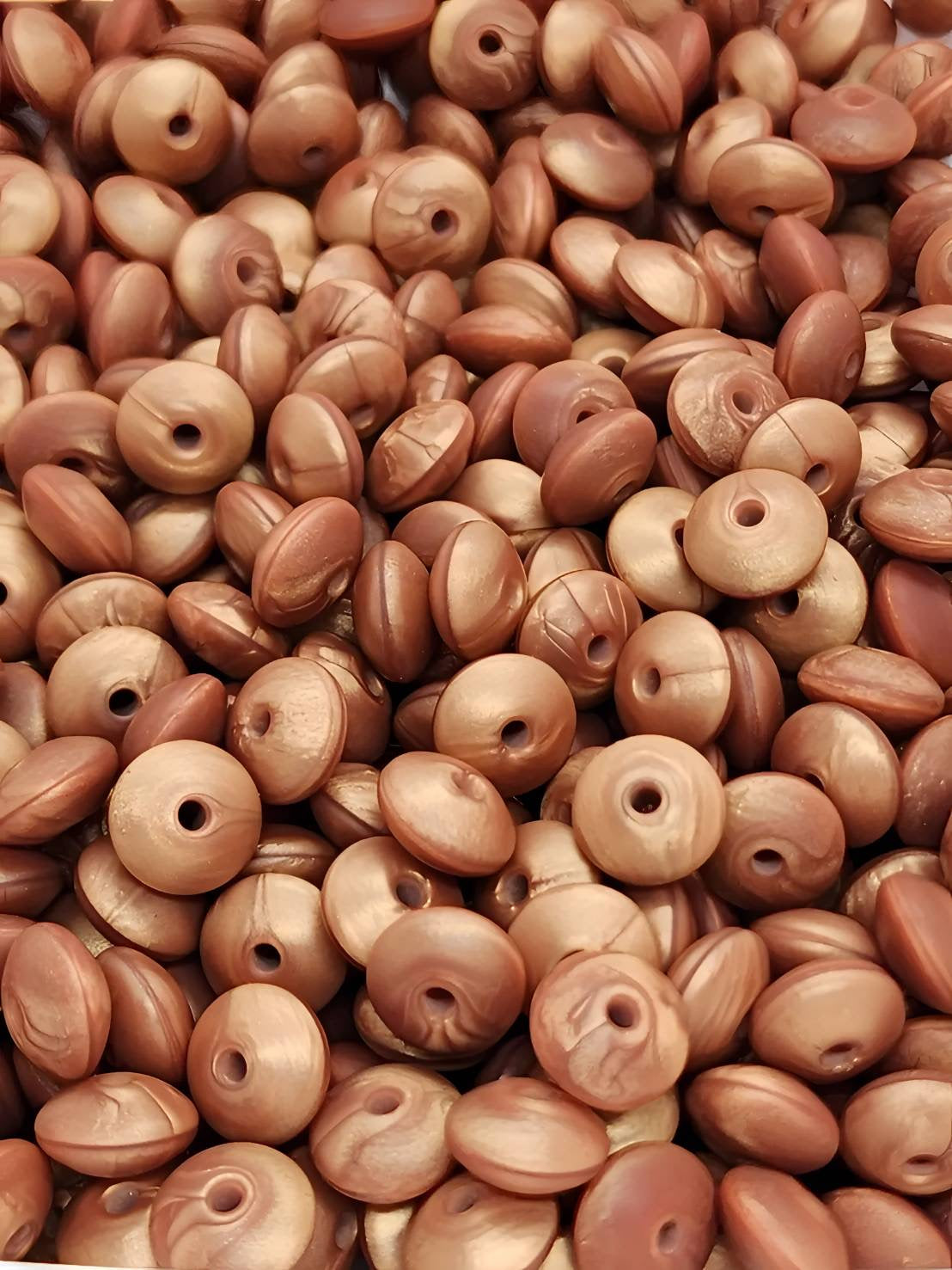 Chestnut Glow Silicone Lentil Beads