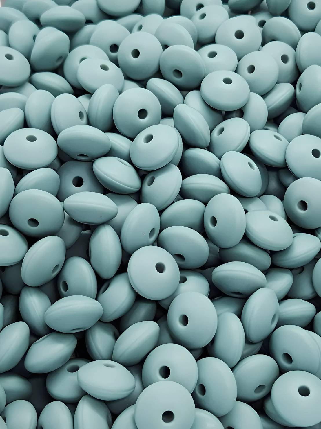 Calm Cyan Silicone Lentil Beads