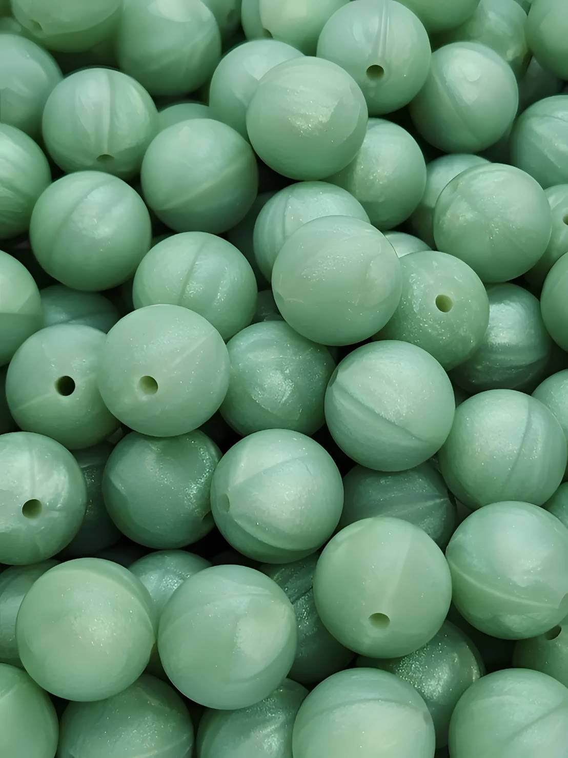 Sage Mist 15mm Silicone Beads