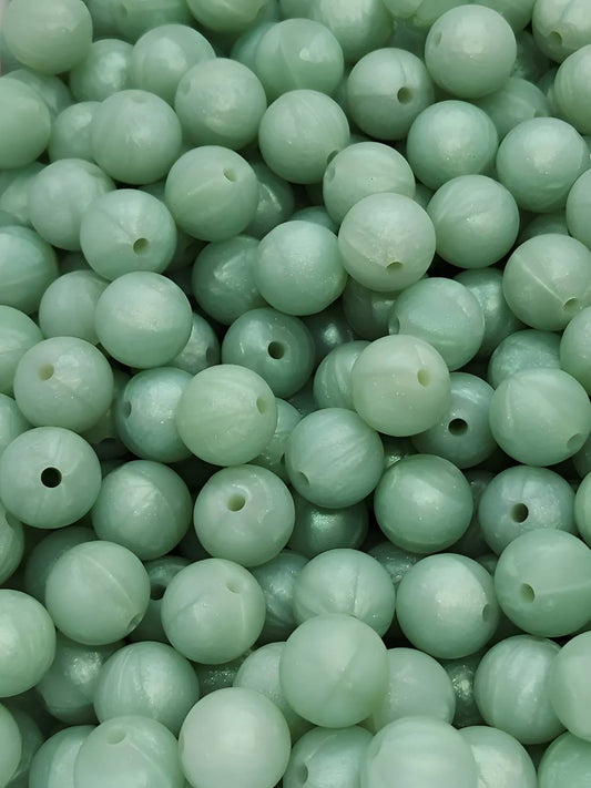 Sage Mist 12mm Silicone Beads