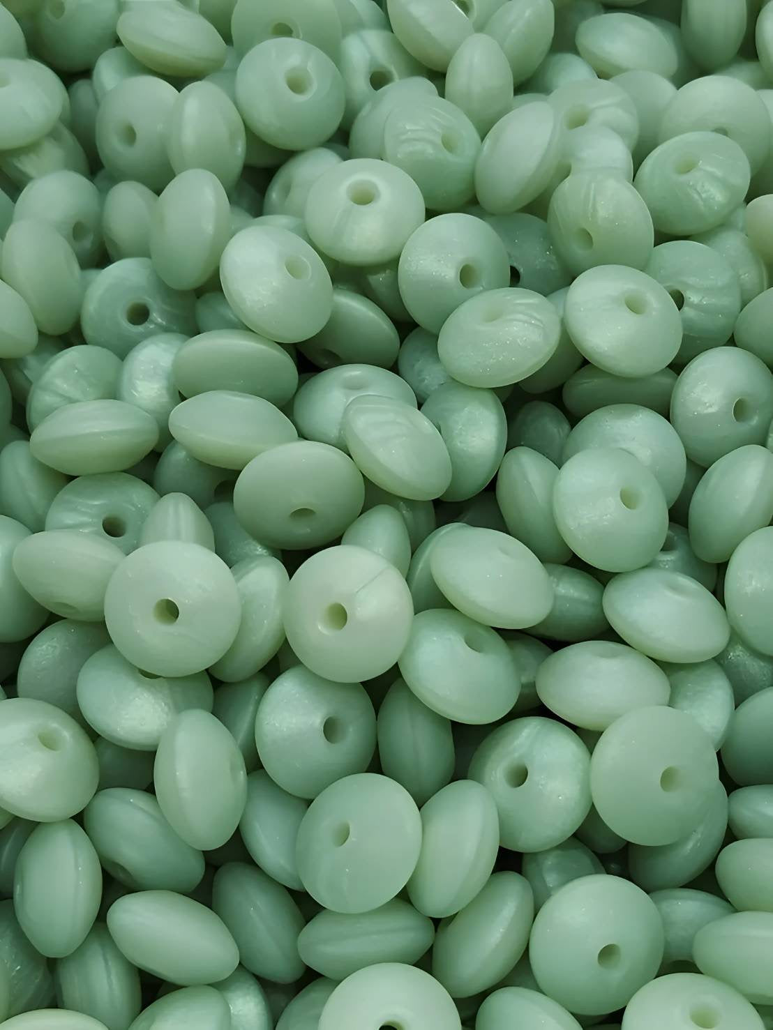 Sage Mist Silicone Lentil Beads