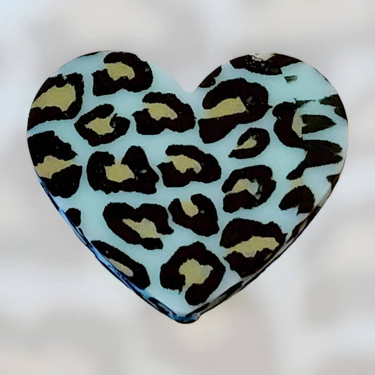 Blue Leopard Printed Heart Focal