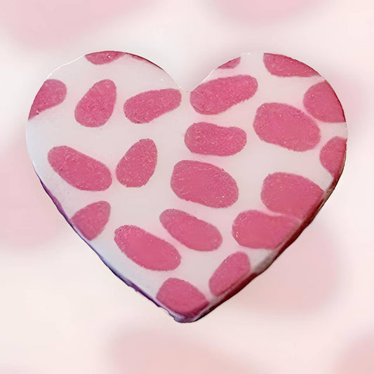 Pink Cow Printed Heart Focal