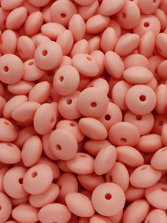 Peach Blossom Silicone Lentil Beads