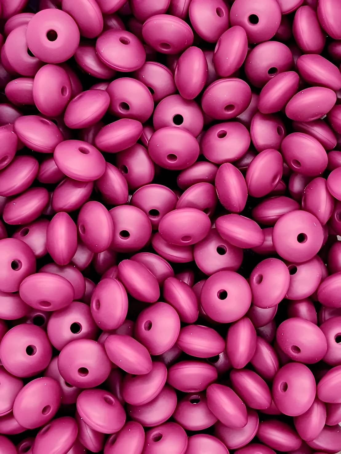 Rosy Orchid Silicone Lentil Beads