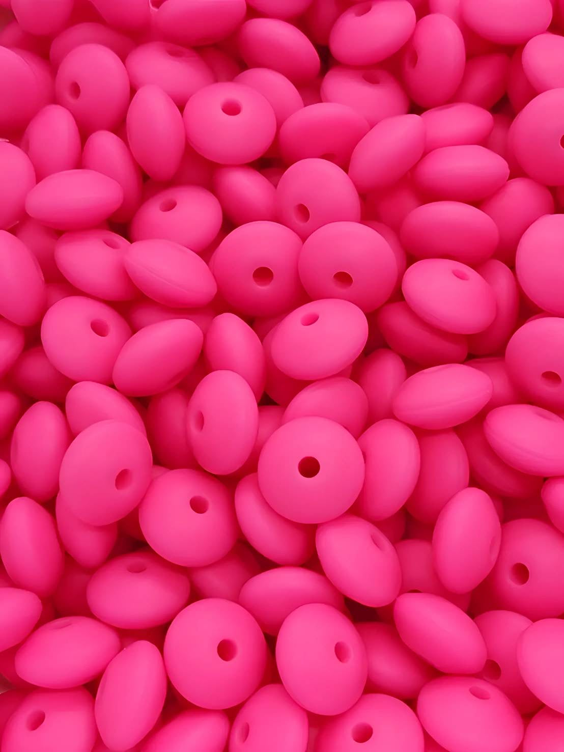 Rose Quartz Silicone Lentil Beads