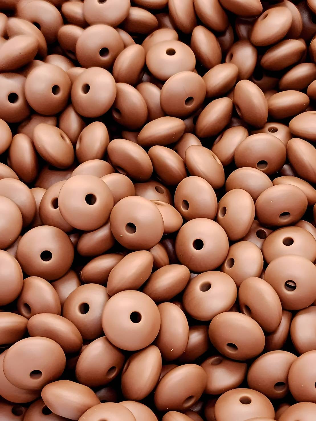 Warm Chestnut Silicone Lentil Beads