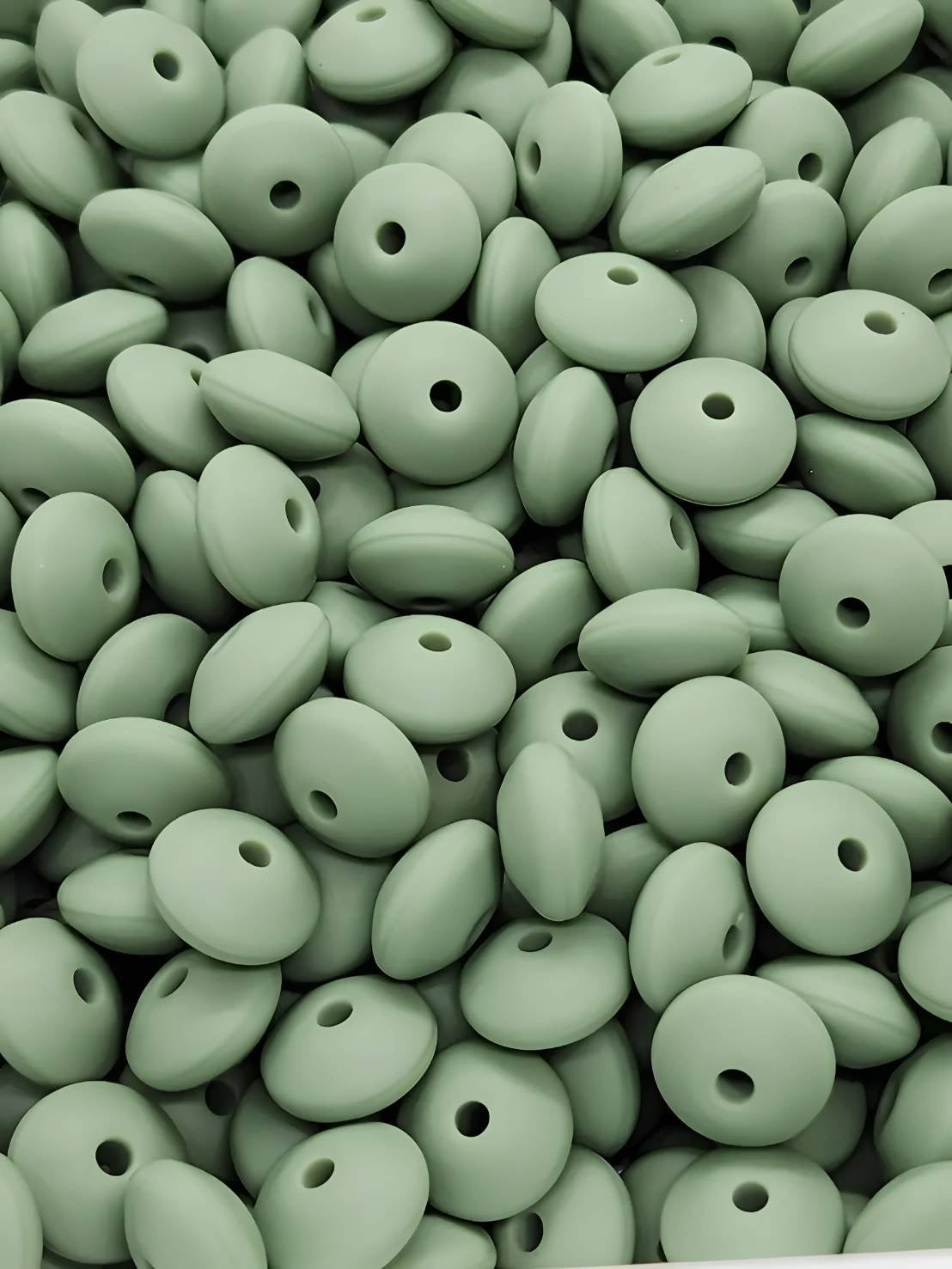 Mossy Stone Silicone Lentil Beads