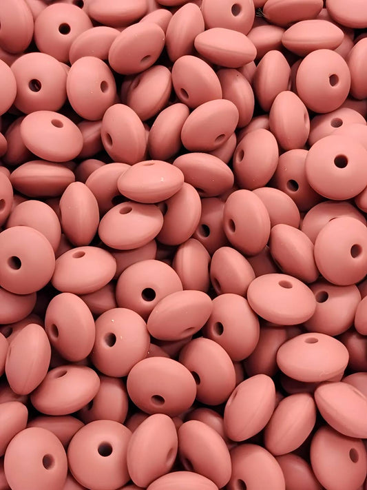 Soft Coral Silicone Lentil Beads