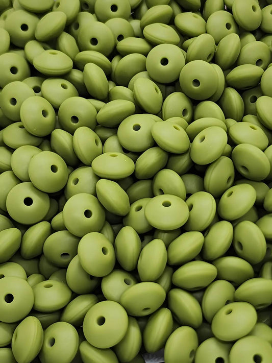 Earthy Olive Silicone Lentil Beads