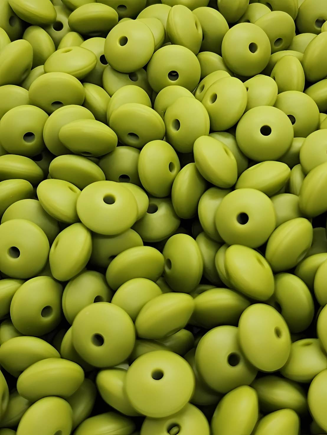 Chartreuse Glow Silicone Lentil Beads