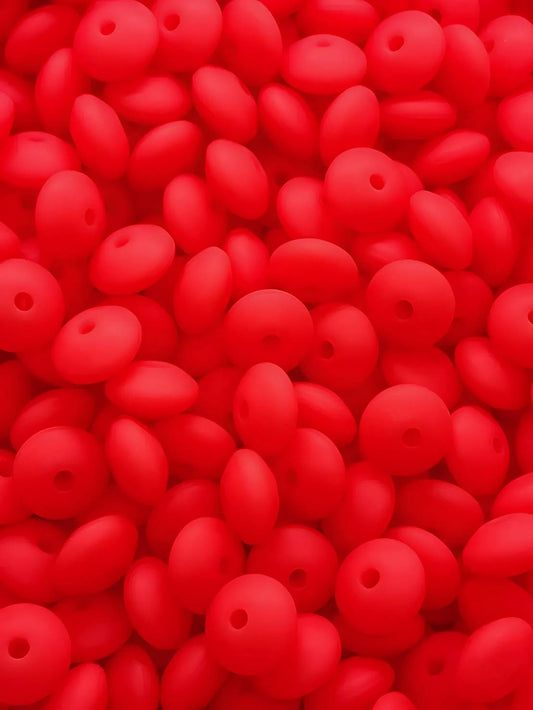 Ruby Radiance Silicone Lentil Beads