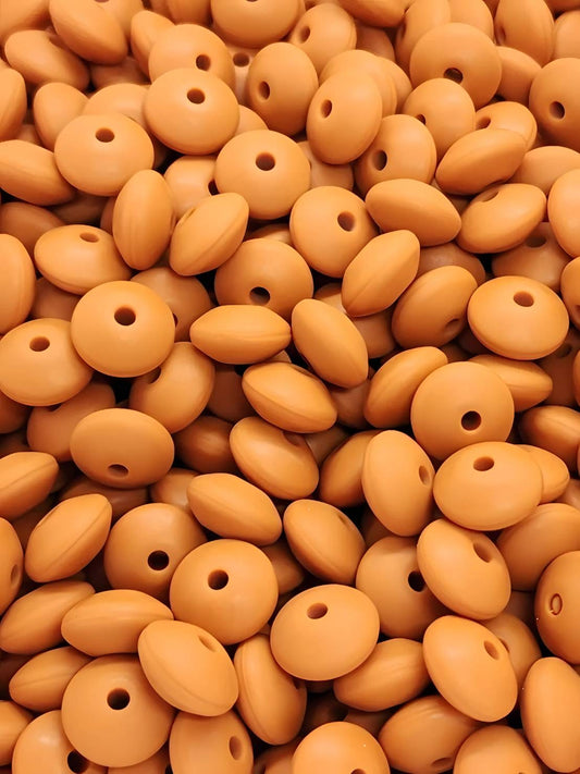 Burnt Copper Silicone Lentil Beads