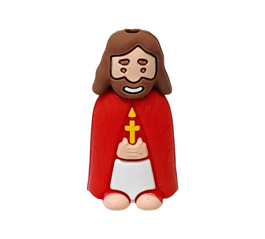 Red Praying Jesus 3D Beads