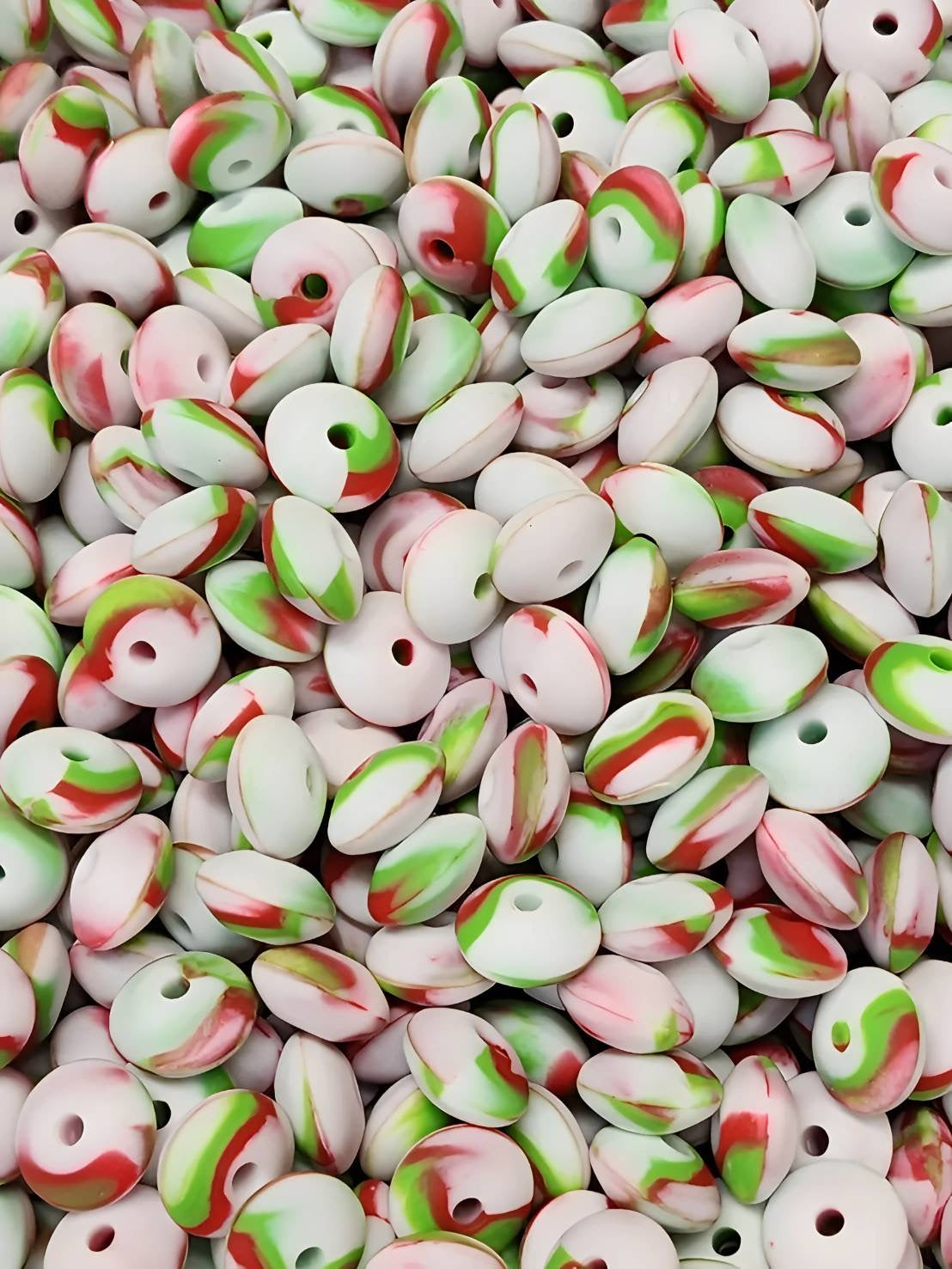 Crimson Frost Silicone Lentil Beads