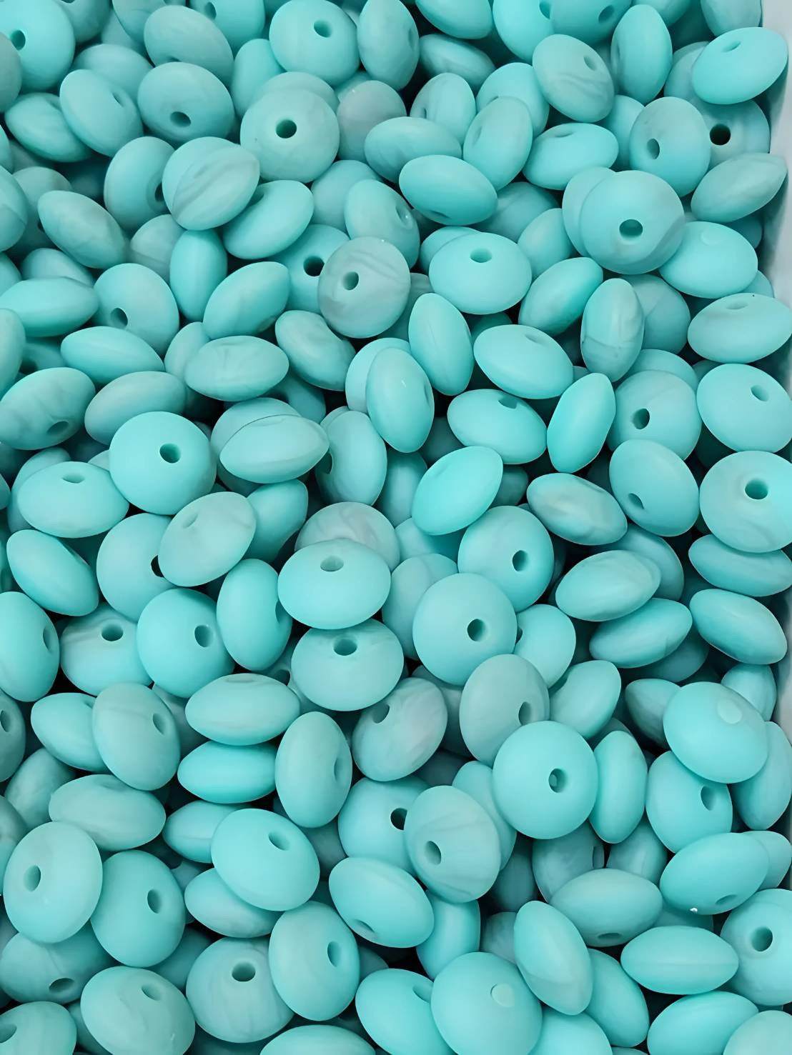 Muted Teal Silicone Lentil Beads