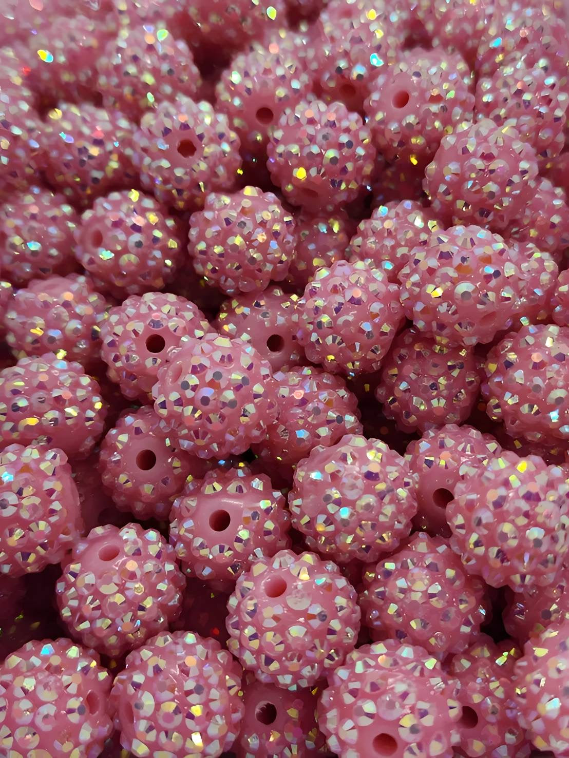 Pink 16mm **Rhinestone** (Bubblegum Beads)