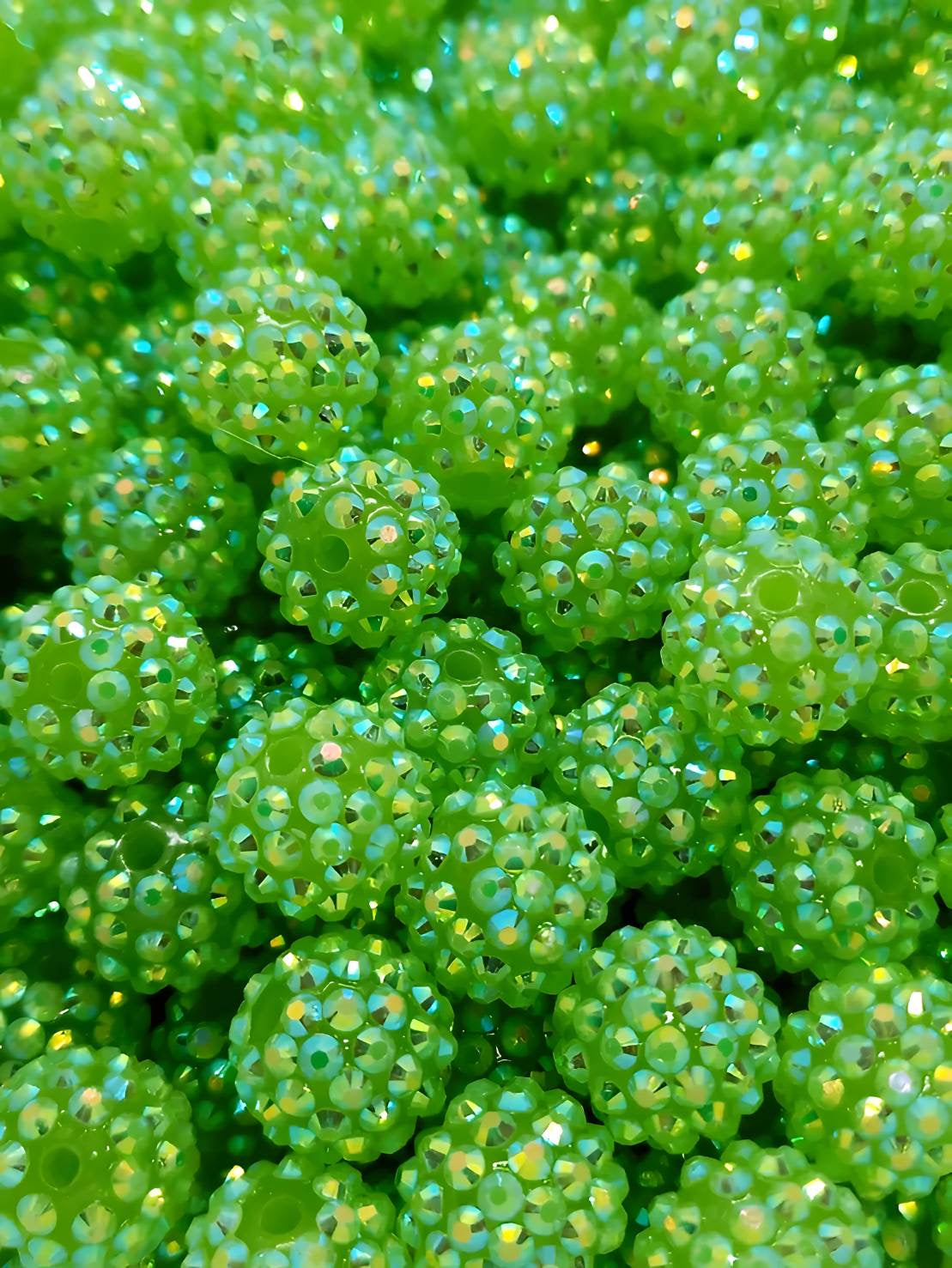 Green 16mm **Rhinestone** (Bubblegum Beads)