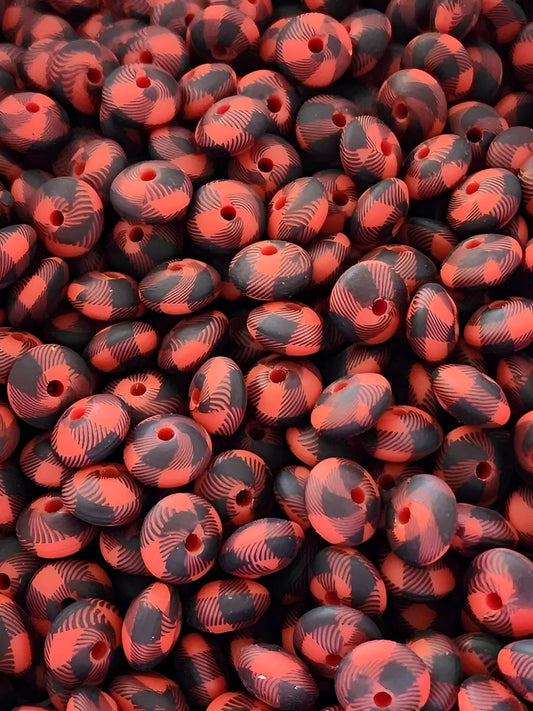 Red Buffalo Plaid Lentil Beads