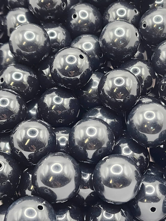 Black Solid 20MM Beads (Bubblegum Beads)