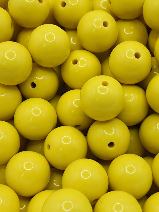 Yellow Solid 20MM Beads (Bubblegum Beads)