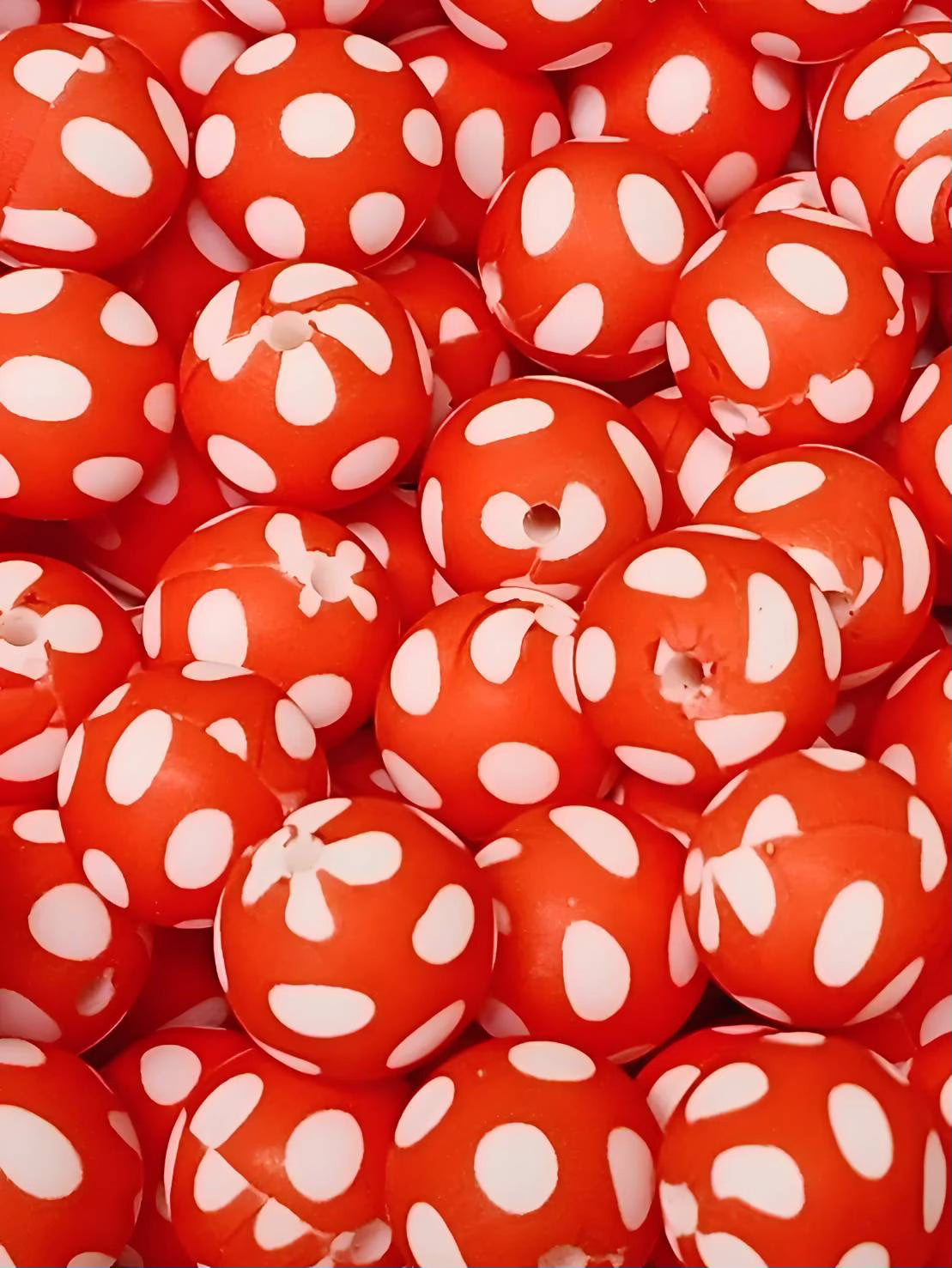 Red Polka Dot Cascade 15mm Silicone Bead