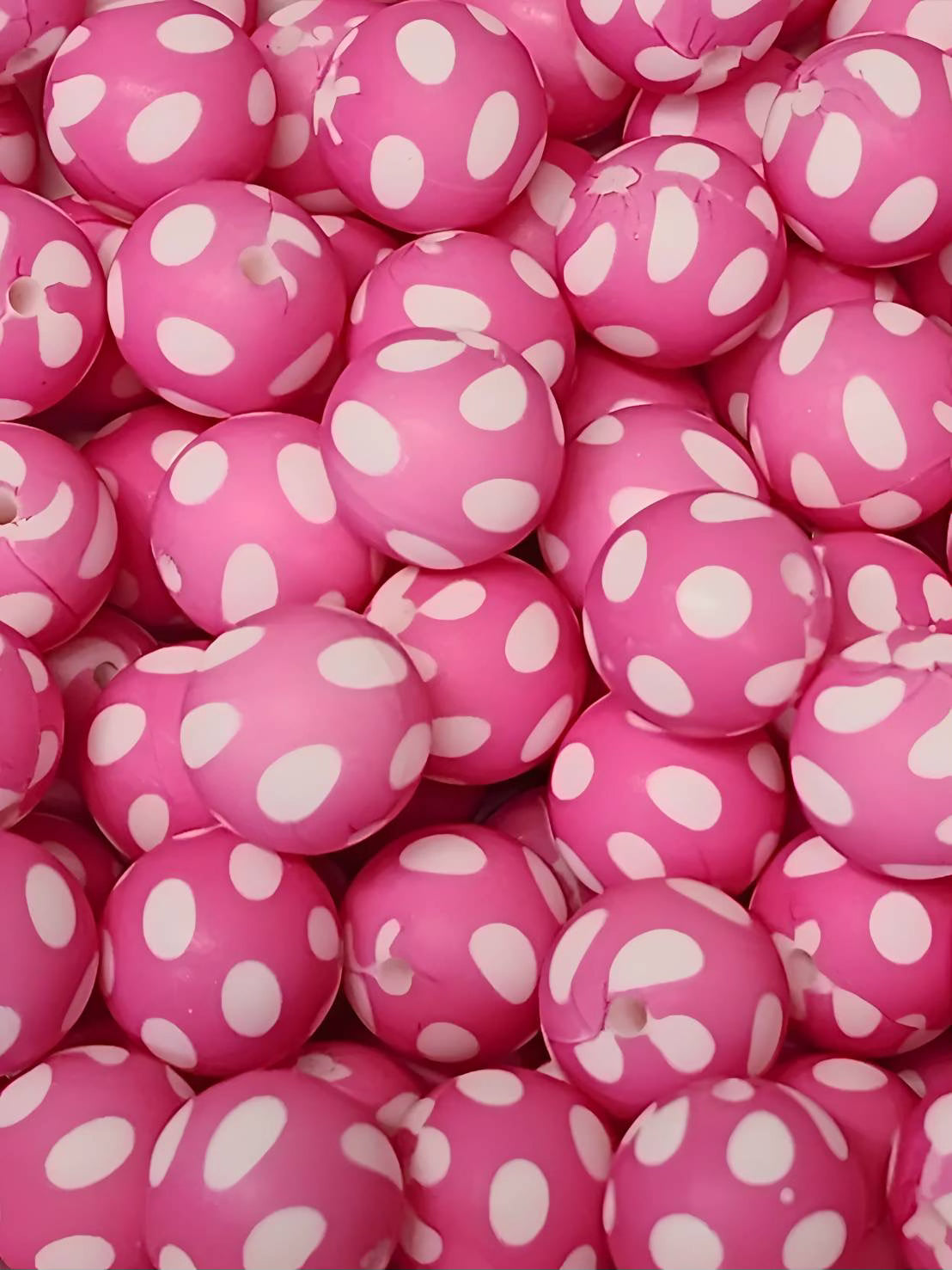 Pink Polka Dot Cascade 15mm Silicone Bead