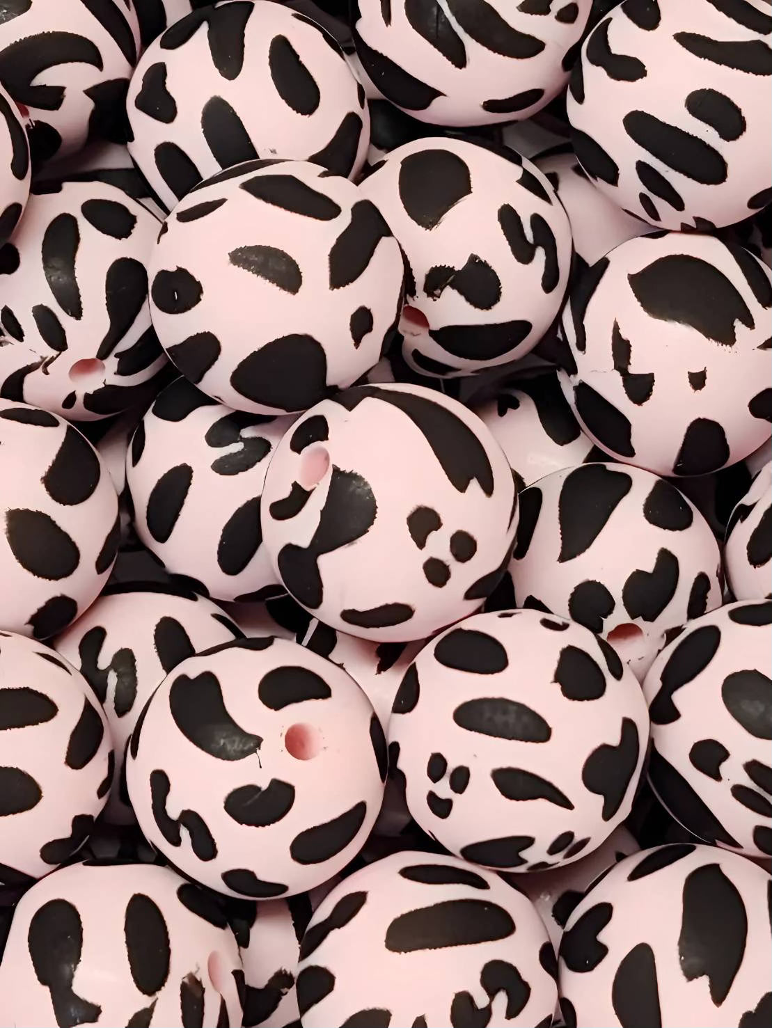 Dalmatian Blush 15mm Silicone Bead