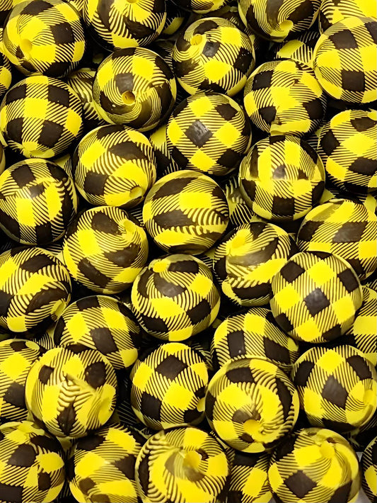 Checkered Vortex 15mm Silicone Bead