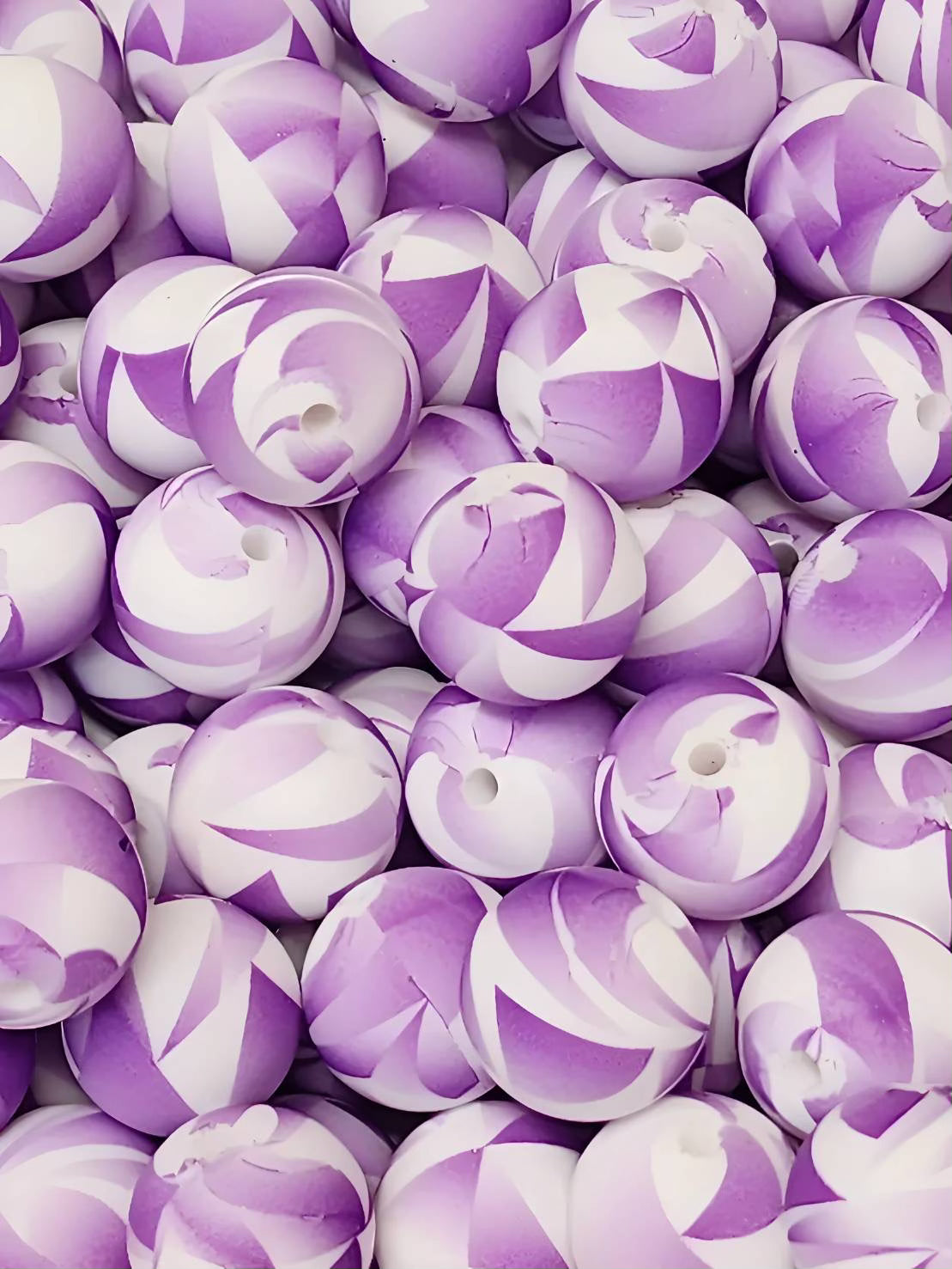 Lavender Swirl 15mm Silicone Bead