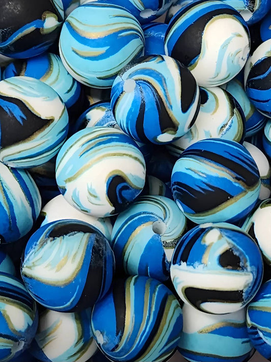 Oceanic Swirl 15mm Silicone Bead