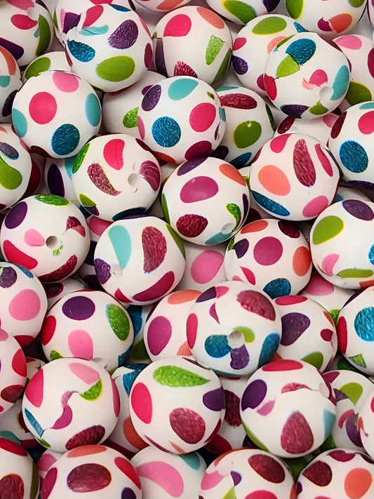 Polka Dot Whimsy 15mm Silicone Bead