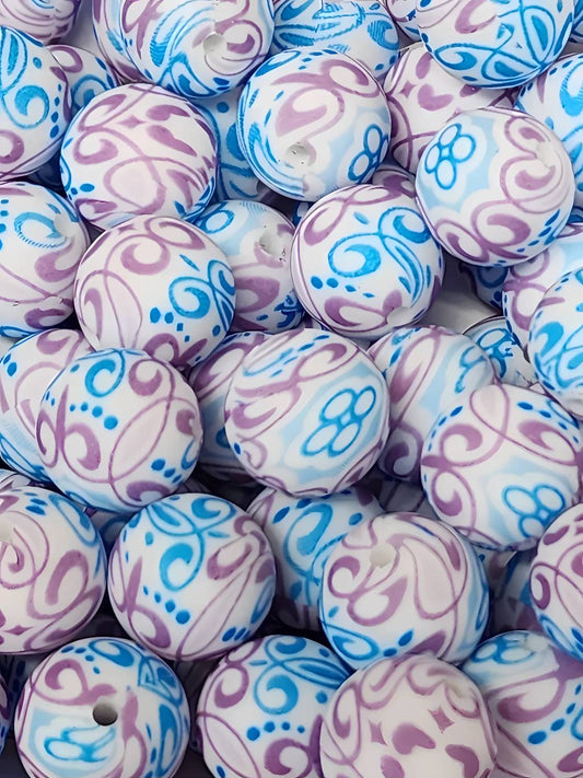 Swirls of Serenity 15mm Silicone Bead