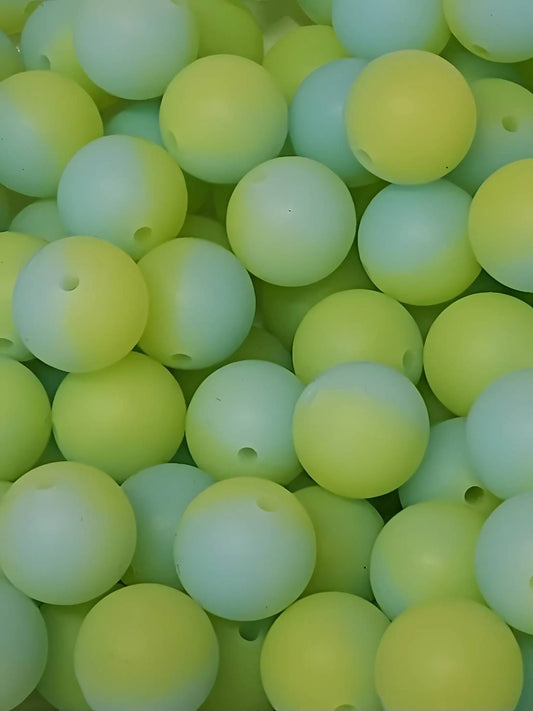 Lemon-Lime Bubbles 15mm Silicone Bead