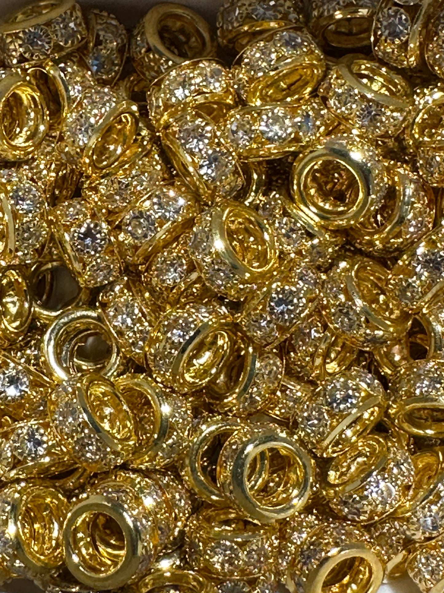 Gold 10mm Large Hole (Rhinestone Spacers)