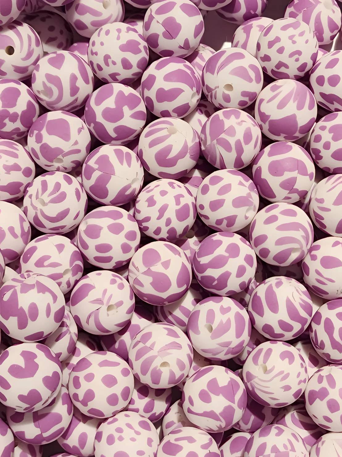 Purple Cow 15mm Printed Beads