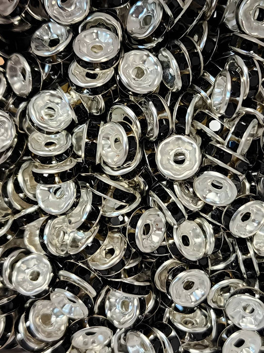 8mm Black Rhinestone (Spacers)