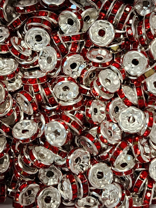 8mm Red Rhinestone (Spacers)