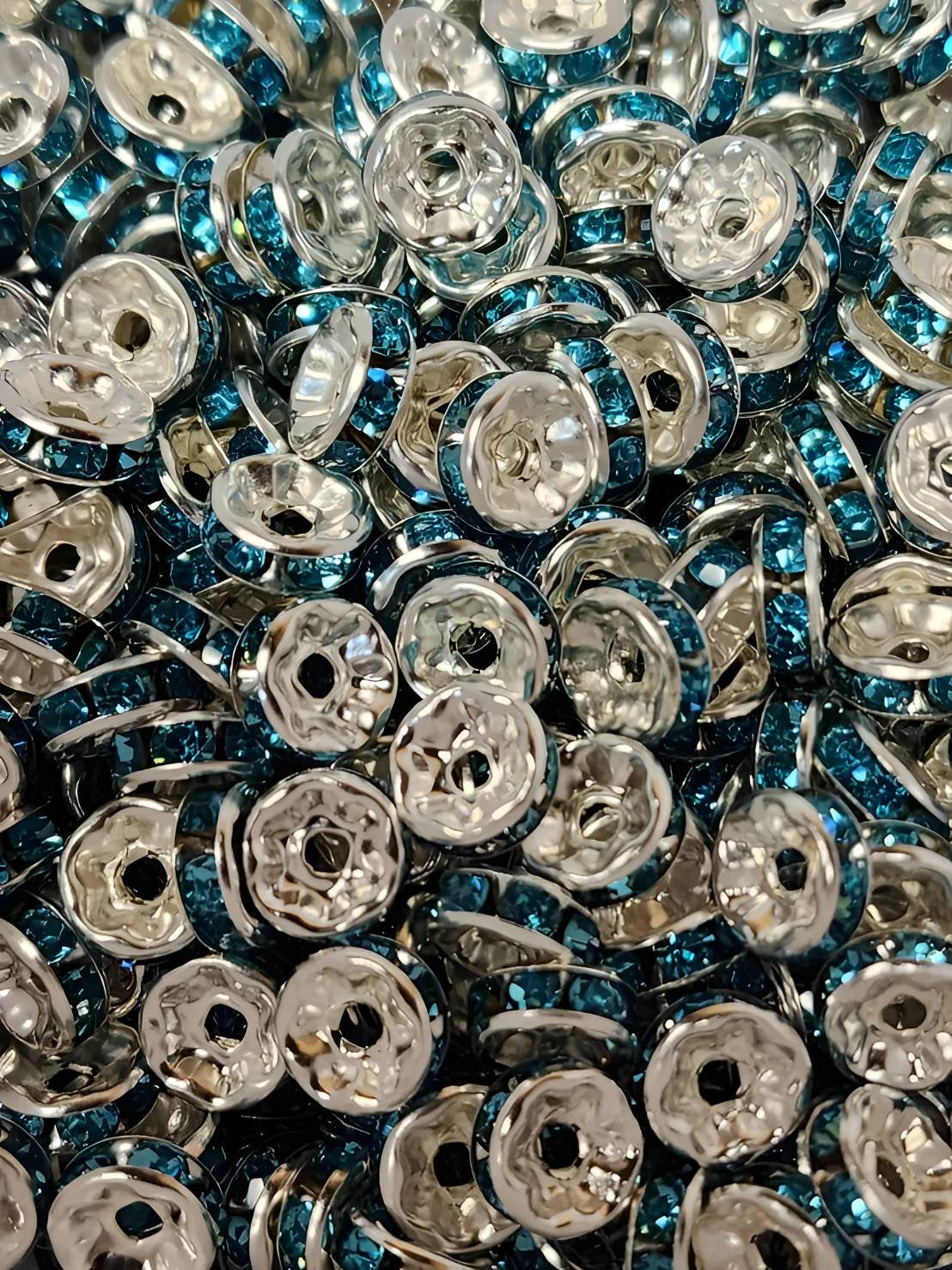 8mm Light Blue Rhinestone (Spacers)