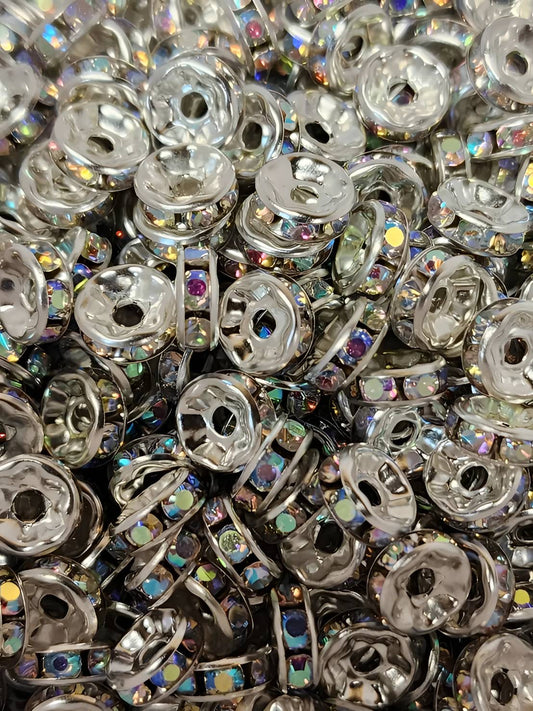 8mm iridescent Rhinestone (Spacers)