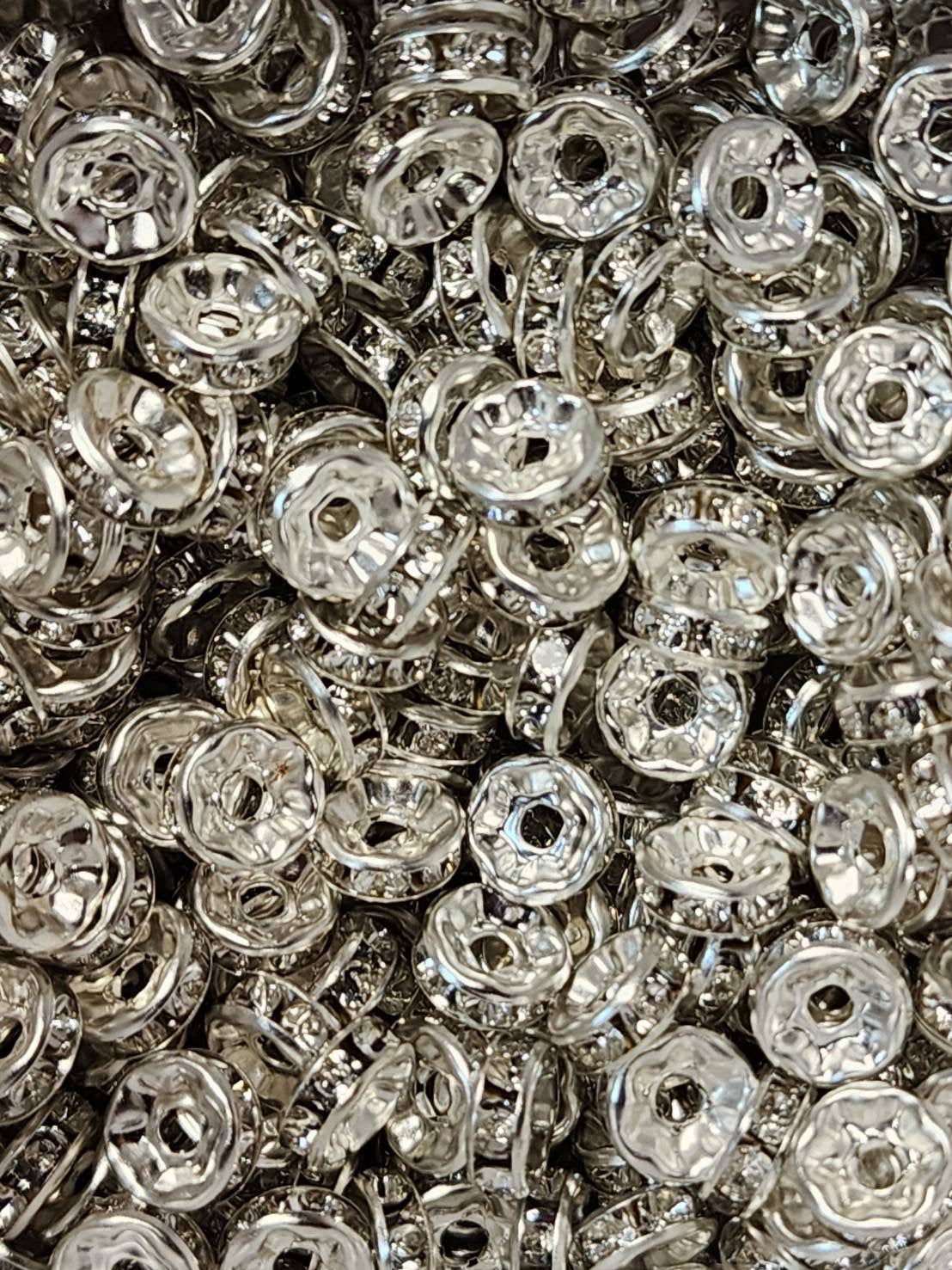 8mm Silver Rhinestone (Spacers)