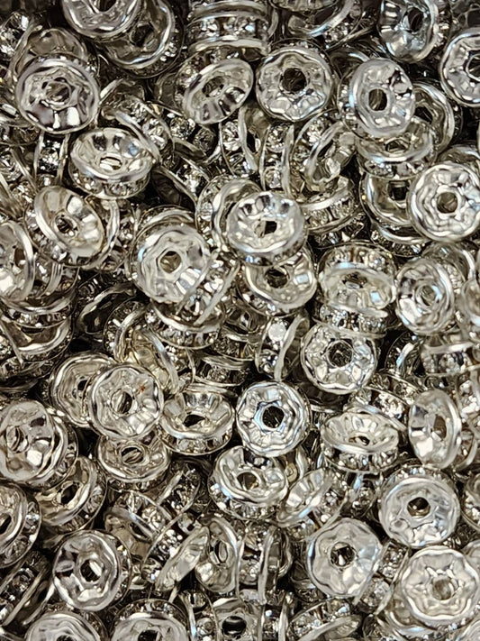 8mm Silver Rhinestone (Spacers)