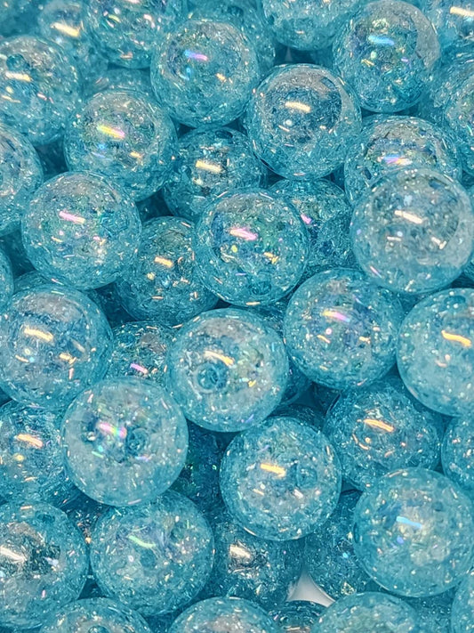 Aqua Crackle 20mm (Bubblegum Beads)