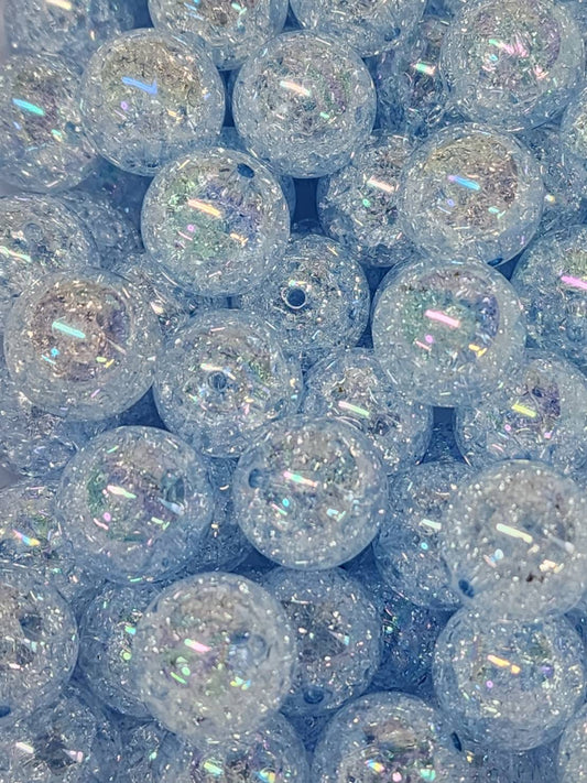 Light Blue Crackle 20mm (Bubblegum Beads)