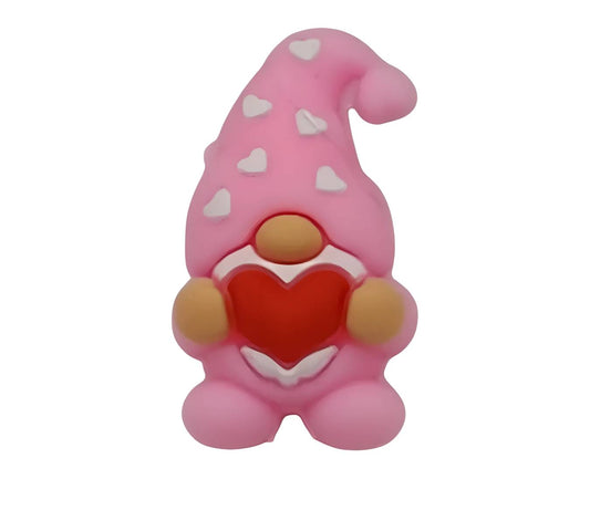 3D Pink Heart Gnome Focal Beads