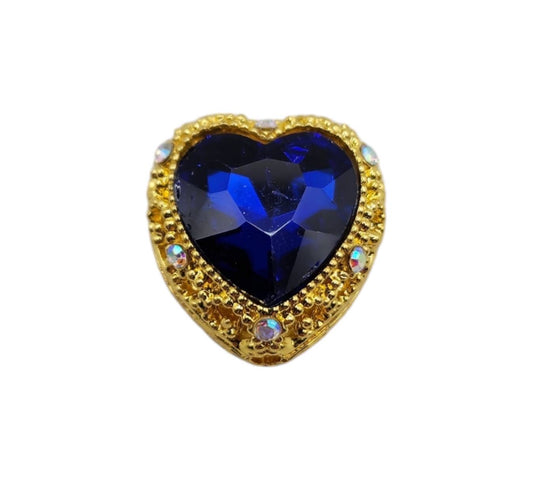 Heart Navy Gold Gemstone Bead