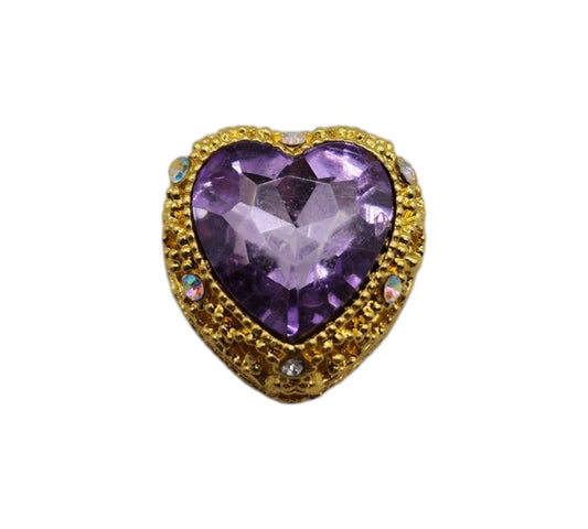 Heart Purple Gold Gemstone Bead