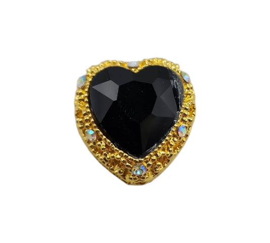 Heart Black Gold Gemstone Bead