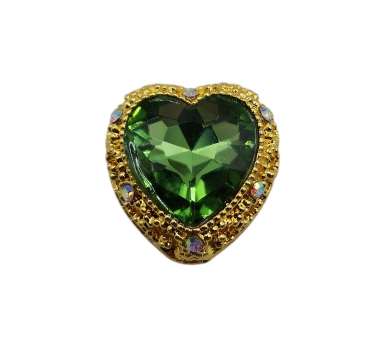 Heart Green Gold Gemstone Bead